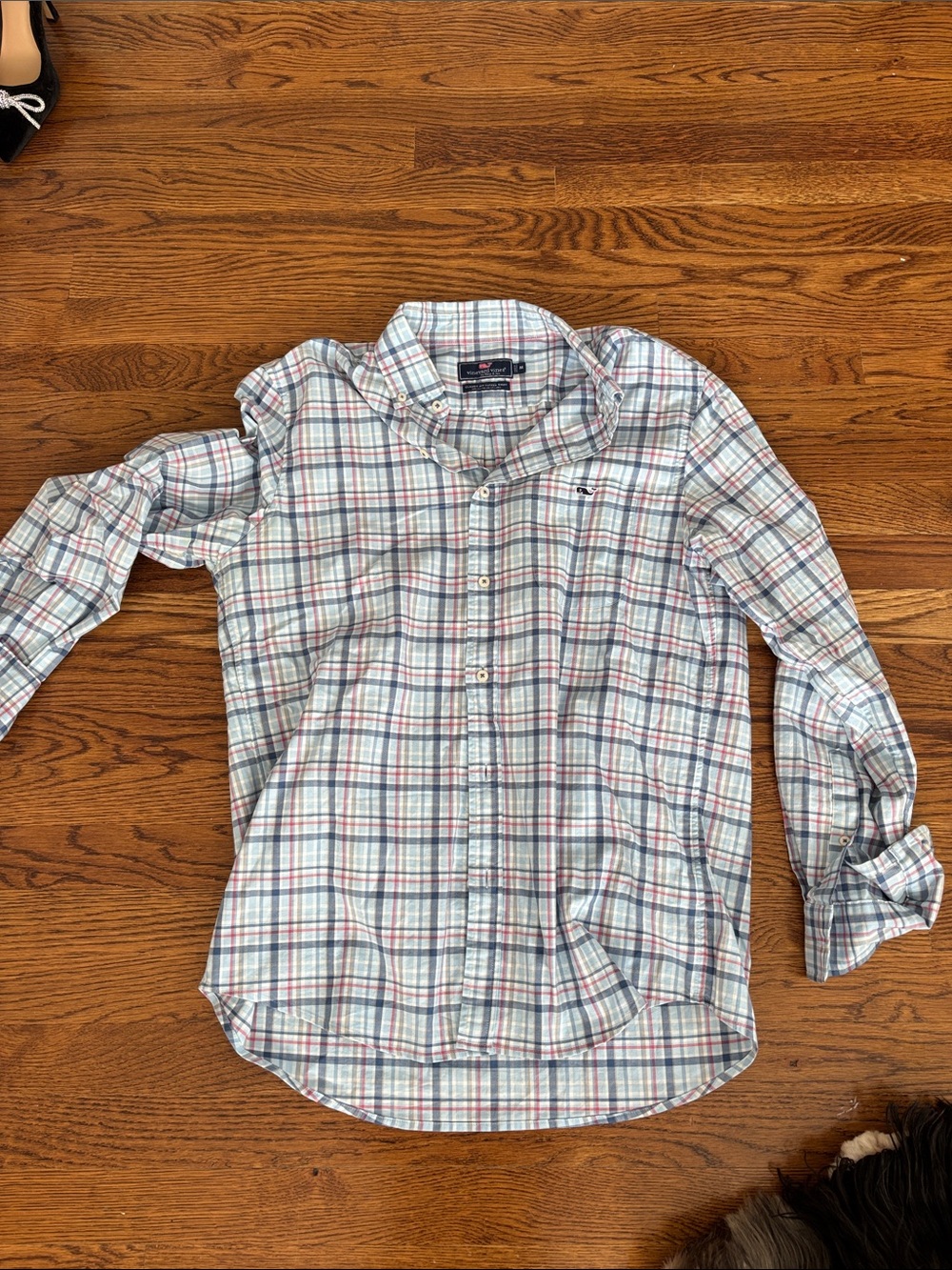 Vineyard Vines Men's Light Blue, White & Red Plaid Button-Down